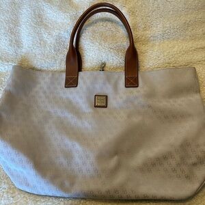 Dooney & Bourke Light Beige Tote with Brown Leather Handles